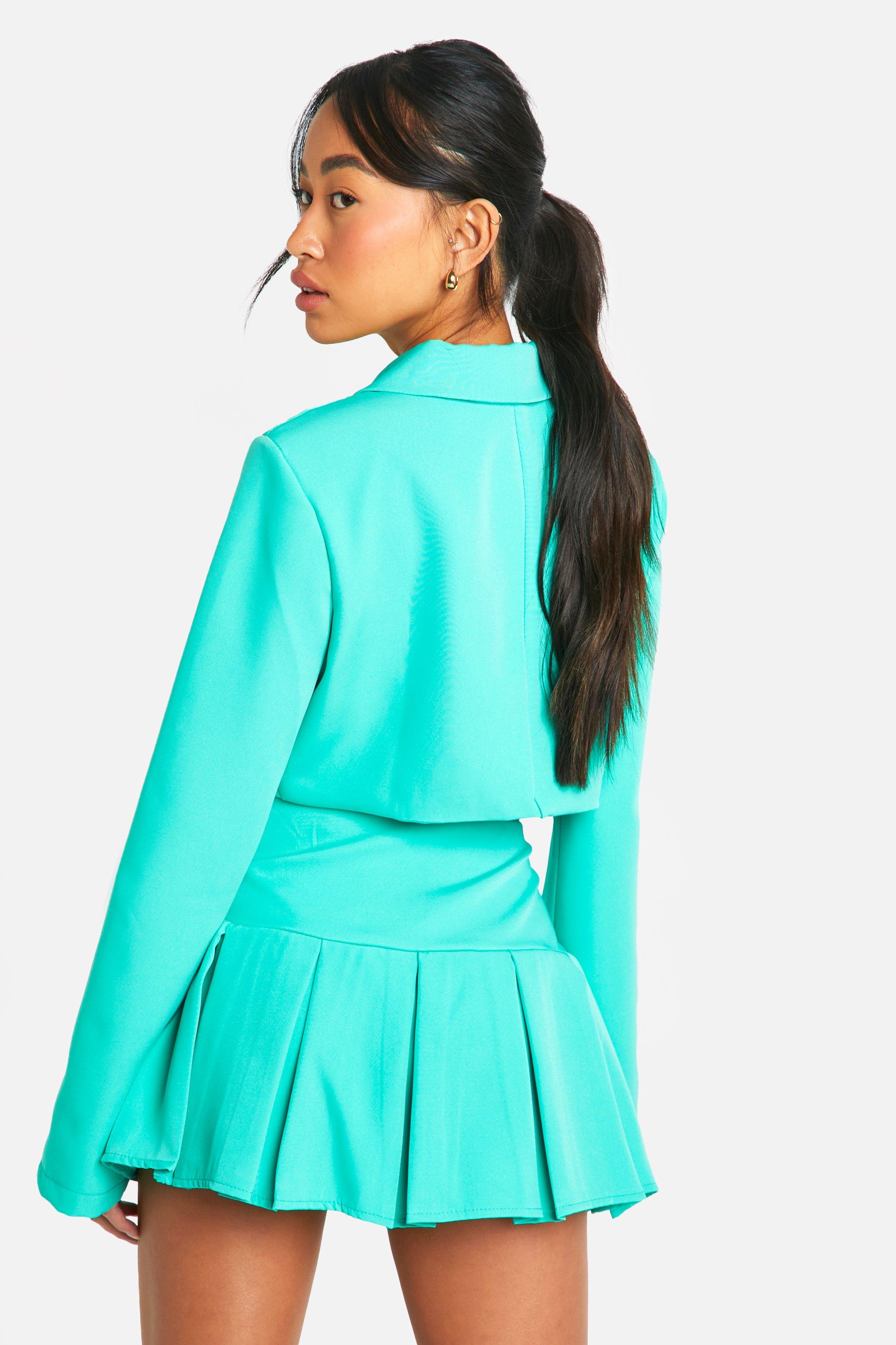 Boohoo green pleated skirt 2025
